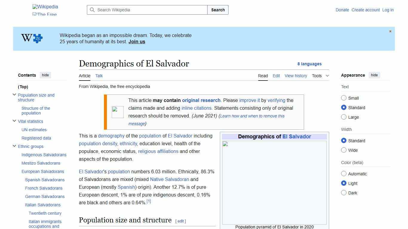 Demographics of El Salvador - Wikipedia