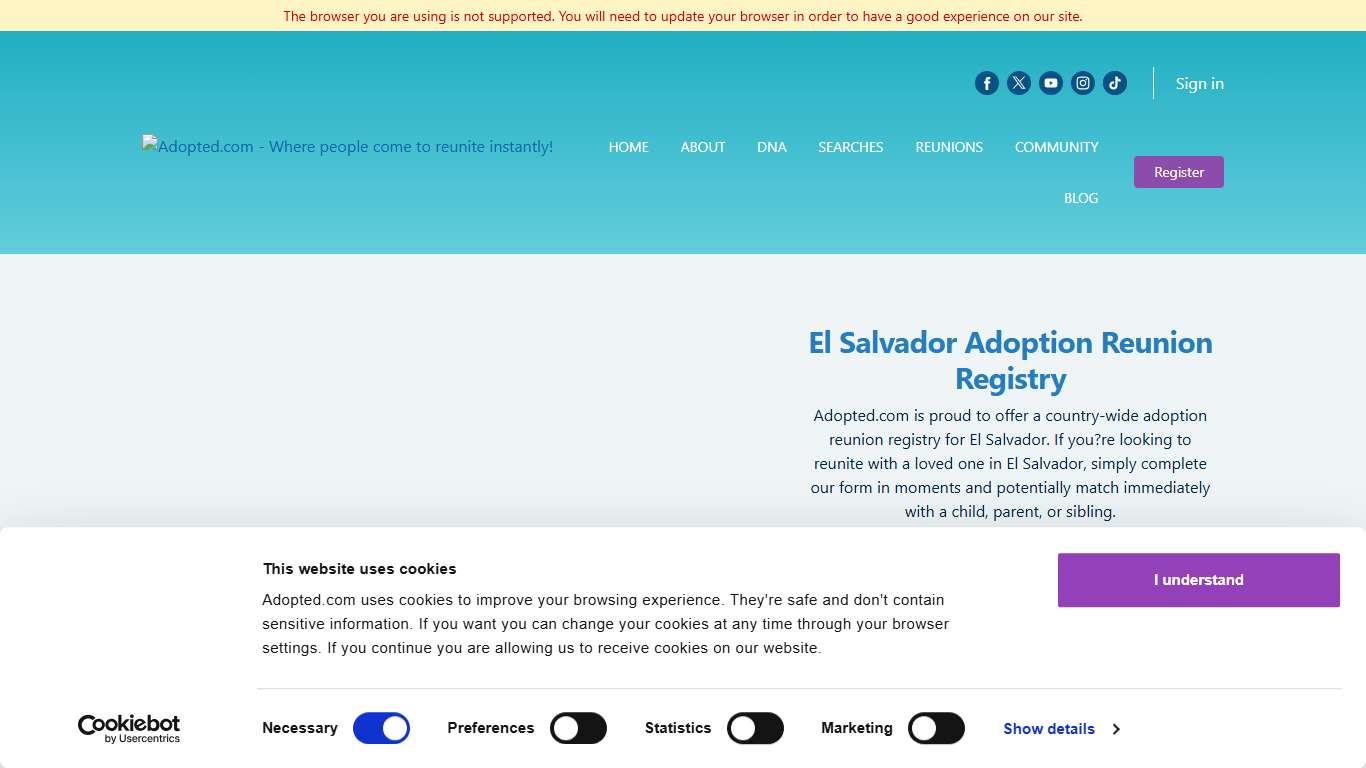El Salvador Adoption Reunion Registry Search with no Records